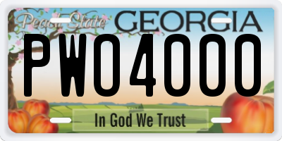 GA license plate PWO4000