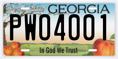 GA license plate PWO4001