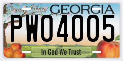 GA license plate PWO4005