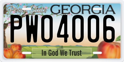 GA license plate PWO4006