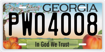 GA license plate PWO4008