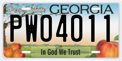 GA license plate PWO4011