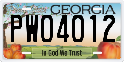 GA license plate PWO4012