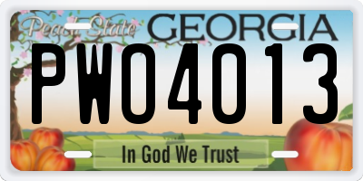 GA license plate PWO4013