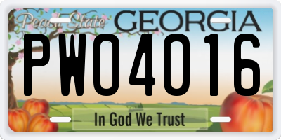 GA license plate PWO4016