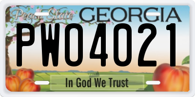 GA license plate PWO4021
