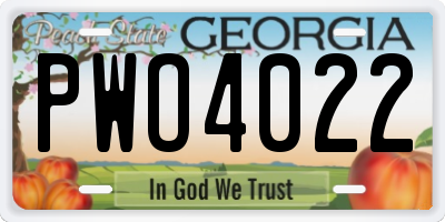 GA license plate PWO4022