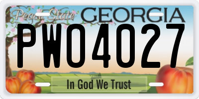GA license plate PWO4027