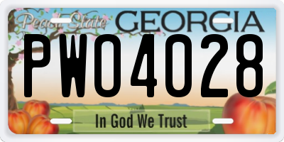 GA license plate PWO4028