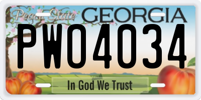 GA license plate PWO4034