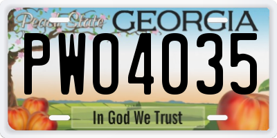 GA license plate PWO4035