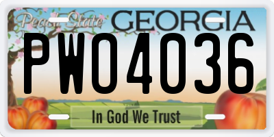 GA license plate PWO4036