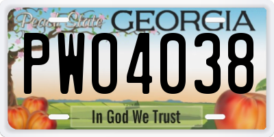 GA license plate PWO4038