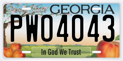 GA license plate PWO4043