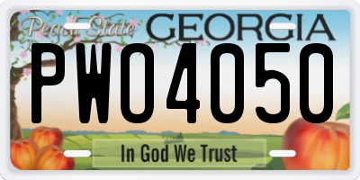 GA license plate PWO4050
