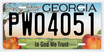 GA license plate PWO4051
