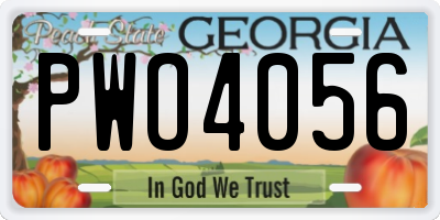 GA license plate PWO4056