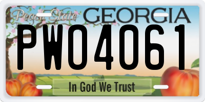 GA license plate PWO4061