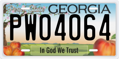 GA license plate PWO4064