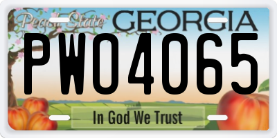GA license plate PWO4065