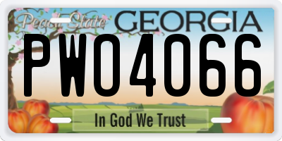 GA license plate PWO4066