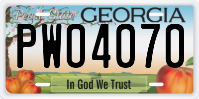GA license plate PWO4070
