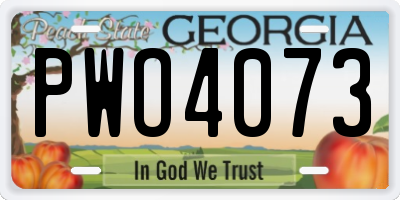 GA license plate PWO4073
