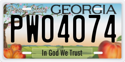GA license plate PWO4074
