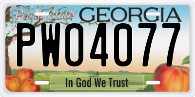 GA license plate PWO4077