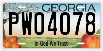 GA license plate PWO4078