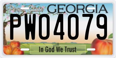 GA license plate PWO4079