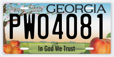 GA license plate PWO4081