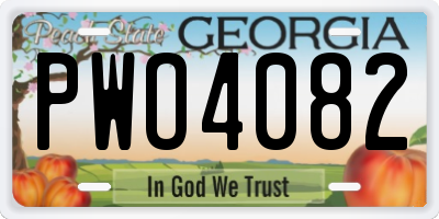 GA license plate PWO4082