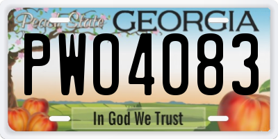 GA license plate PWO4083