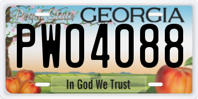 GA license plate PWO4088