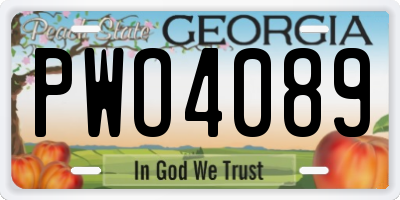 GA license plate PWO4089