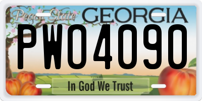 GA license plate PWO4090