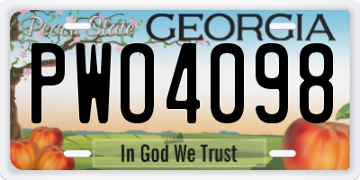 GA license plate PWO4098