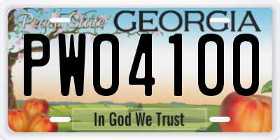 GA license plate PWO4100