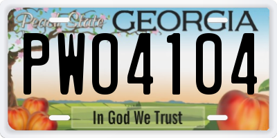 GA license plate PWO4104