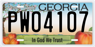 GA license plate PWO4107