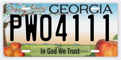 GA license plate PWO4111