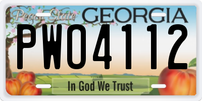 GA license plate PWO4112