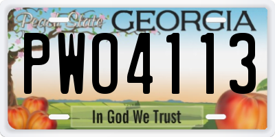 GA license plate PWO4113