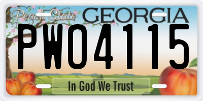 GA license plate PWO4115