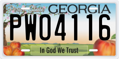 GA license plate PWO4116