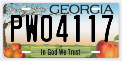 GA license plate PWO4117