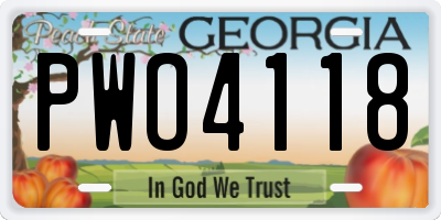 GA license plate PWO4118