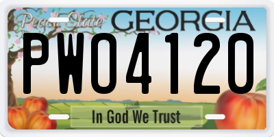 GA license plate PWO4120
