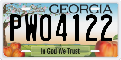 GA license plate PWO4122